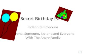 Indefinite Pronouns – Anyone, Someone, No-one and Everyone With The Angry Family Secret Birthday Party.
