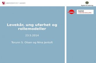 Levekår, ung uførhet og rollemodeller 23.5.2014 Torunn S. Olsen og Nina Jentoft
