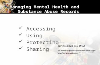 Managing Mental Health and Substance Abuse Records