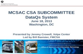 MCSAC CSA SUBCOMMITTEE DataQs System June 18,  2013 Washington, DC