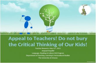 Appeal to Teachers! Do not bury the Critical Thinking of Our Kids!