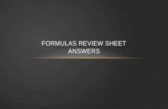 Formulas Review Sheet Answers