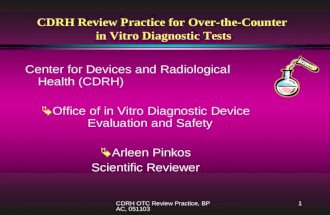 CDRH Review Practice for Over-the-Counter  in Vitro Diagnostic Tests