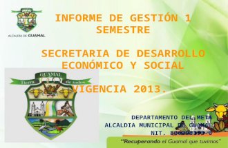INFORME DE GESTIÓN 1 SEMESTRE SECRETARIA DE DESARROLLO ECONÓMICO Y SOCIAL VIGENCIA 2013.