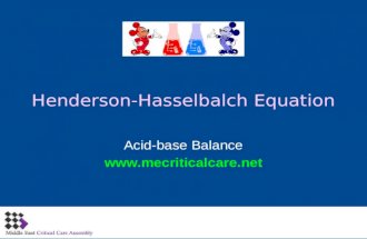 Henderson- Hasselbalch  Equation