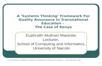 Euphraith Muthoni Masinde, Lecturer,  School of Computing and Informatics, University of Nairobi
