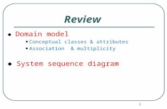 ♦  Domain model Conceptual classes & attributes Association  & multiplicity