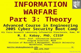 INFORMATION WARFARE Part 3: Theory