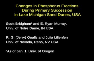 Changes in Phosphorus Fractions  During Primary Succession  in Lake Michigan Sand Dunes, USA
