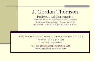 1353 Mountainside Crescent, Ottawa, Ontario K1E 3G5 Phone:  613 834 6166 Fax:  613 834 6167