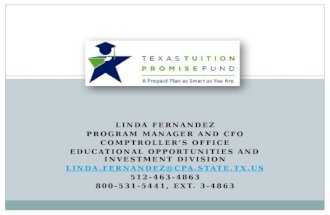 Linda Fernandez Program Manager and CFO Comptroller’s Office