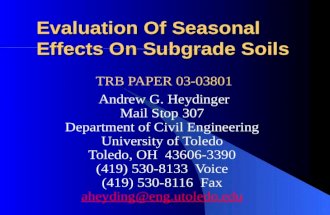 Evaluation Of Seasonal Effects On Subgrade Soils