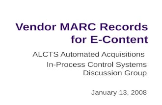 Vendor MARC Records for E-Content