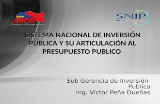 SISTEMA NACIONAL  DE INVERSIÓN PÚBLICA Y SU ARTICULACIÓN AL PRESUPUESTO PUBLICO