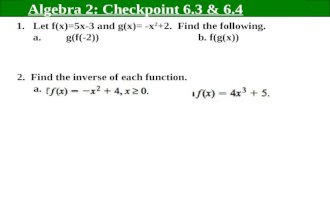 Algebra 2: Checkpoint 6.3 & 6.4