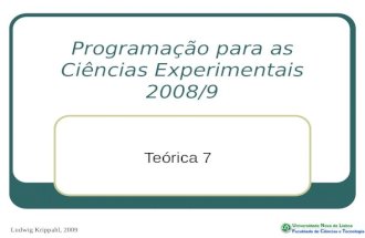 Programação para as Ciências Experimentais 2008/9