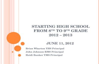 Starting High School From 8 th  to 9 th  grade 2012 – 2013 June 11, 2012