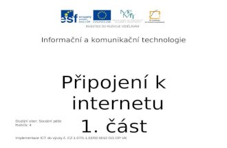 Informační a komunikační technologie Připojení k internetu 1. část