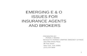 EMERGING E & O  ISSUES FOR INSURANCE AGENTS  AND BROKERS