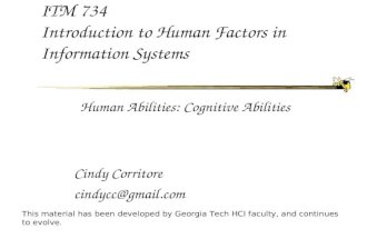 ITM 734 Introduction to Human Factors in Information Systems