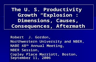 The U. S. Productivity  Growth “Explosion”: Dimensions, Causes, Consequences, Aftermath