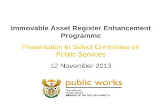 Immovable Asset Register Enhancement Programme Presentation to Select Committee on