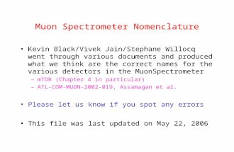 Muon Spectrometer Nomenclature