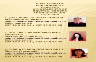 DIRECTORIO DE FUNCIONARIOS PUBLICOS AYUNTAMIENTO DE OQUITOA, SONORA ADMINISTRACION  2012-2015