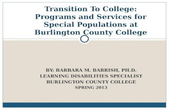 Transition To College: Programs and Services for Special Populations at Burlington County College