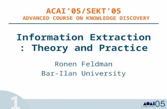 Information Extraction : Theory and Practice