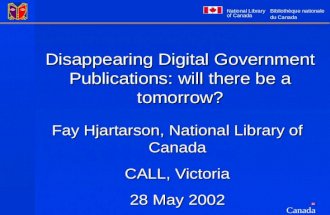 Disappearing Digital Government Publications: will there be a tomorrow?