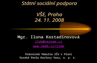 Státní sociální podpora  VŠE, Praha  24. 11. 2008