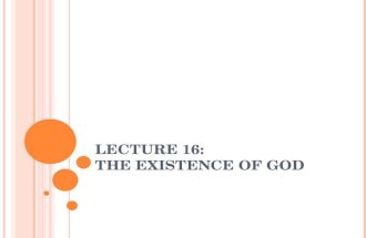 Lecture 16:  The Existence of God