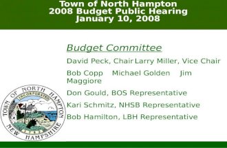 Town of North Hampton 2008 Budget Public Hearing January 10, 2008