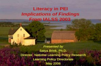 Literacy in PEI Implications of Findings From  IALSS 2003