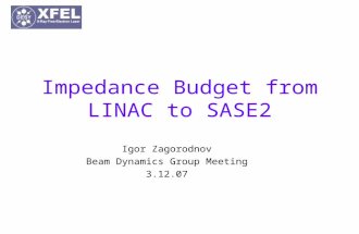 Impedance Budget from LINAC to SASE2