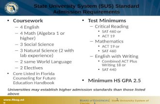 State University System (SUS) Standard Admission Requirements