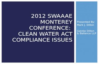 2012 SWAAAE Monterey Conference:  Clean Water act compliance issues