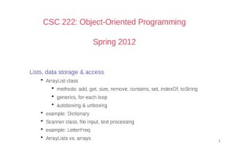 CSC 222: Object-Oriented Programming Spring 2012