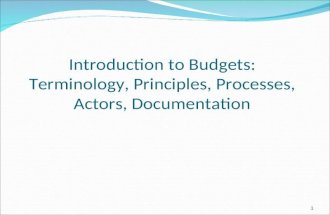 Introduction to Budgets: Terminology, Principles, Processes, Actors, Documentation