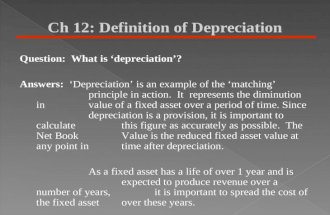 Ch 12: Definition of Depreciation