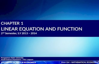 CHAPTER 1 LINEAR EQUATION AND FUNCTION 2 nd  Semester, S.Y 2013 – 2014