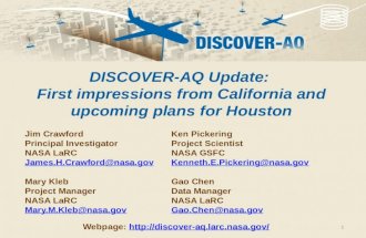 Ken Pickering Project Scientist NASA GSFC Kenneth.E.Pickering@nasa Gao Chen Data Manager