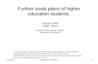 Further study plans of higher education students