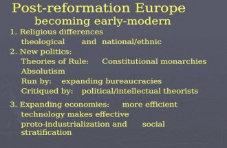 Post-reformation Europe becoming early-modern