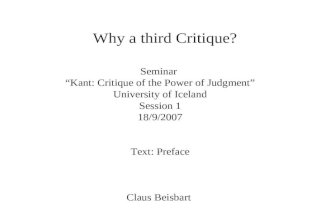 Why a third Critique?