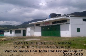 PLANTA DE BENEFICIO ANIMAL  MUNICIPIO DE LENGUAZAQUE  “ Vamos Todos Con Toda Por  Lenguazaque “
