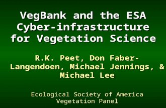 VegBank and the ESA Cyber-infrastructure for Vegetation Science