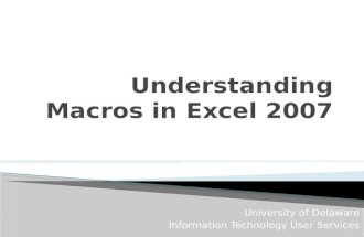 Understanding Macros in Excel 2007