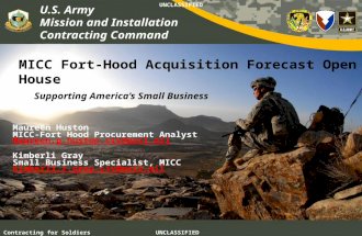 MICC Fort-Hood Acquisition Forecast Open House       Supporting America’s Small Business
